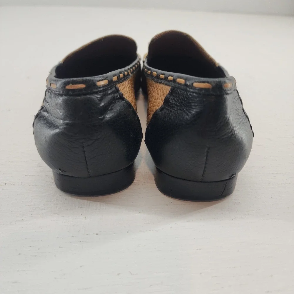 Brighton 6M | Kafka Brown Black Pebbled Leather Loafers Flats R4726‎ Womens